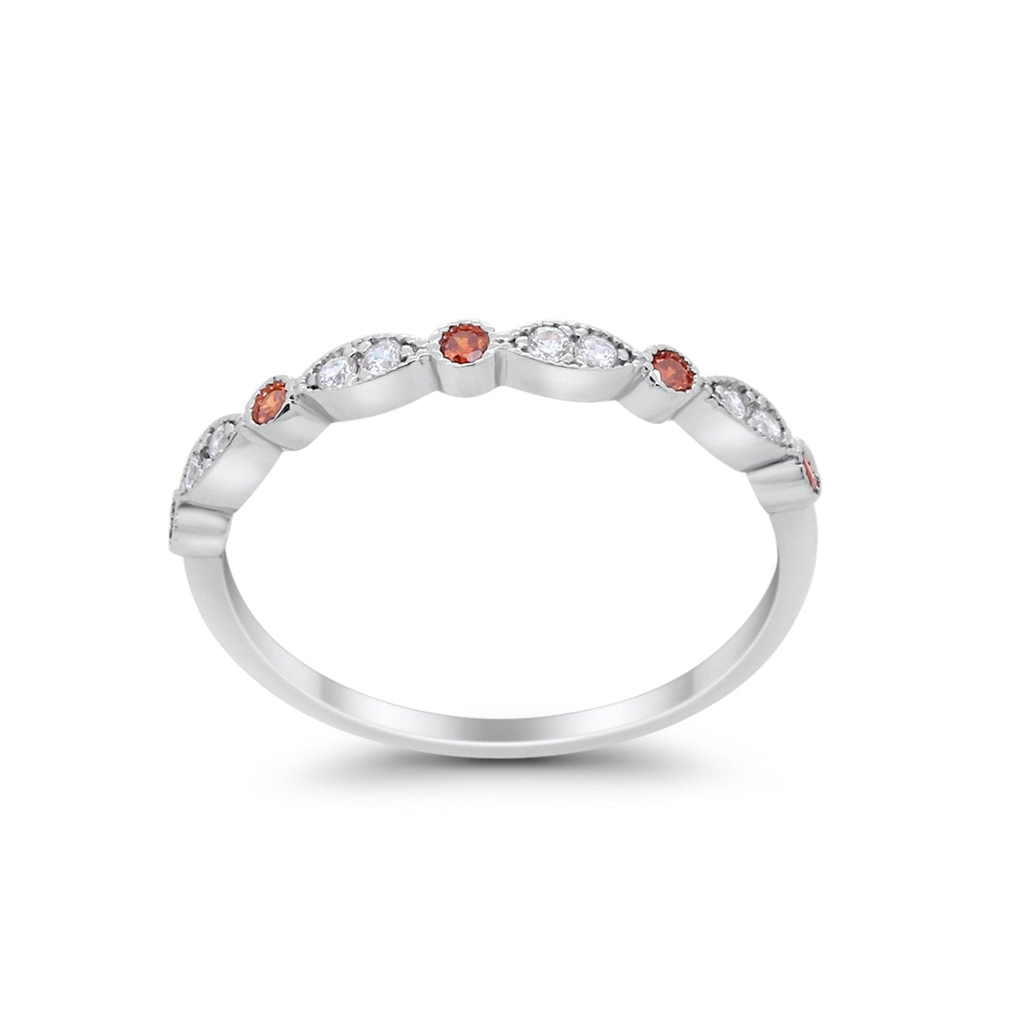 Art Deco Wedding Eternity Ring Simulated Garnet CZ