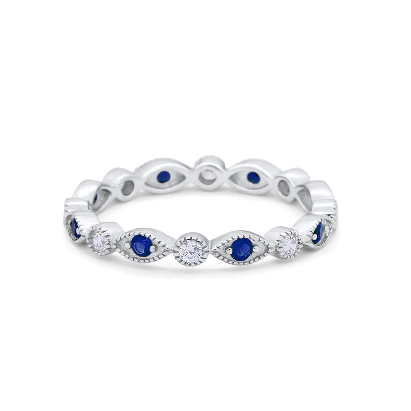 Eternity Stackable Wedding Marquise Simulated Blue Sapphire CZ