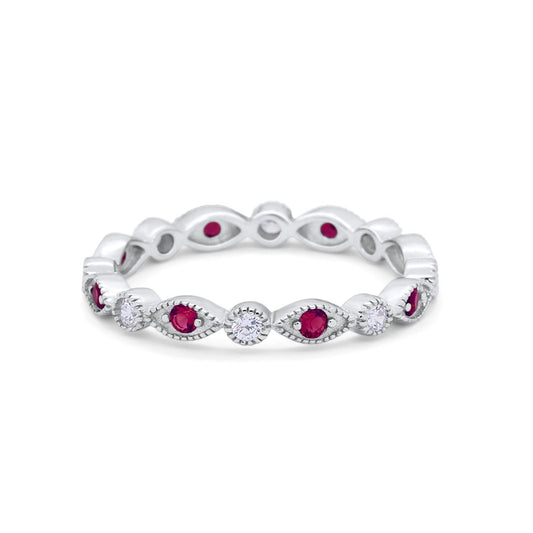 Eternity Stackable Marquise Simulated Ruby CZ Wedding Ring