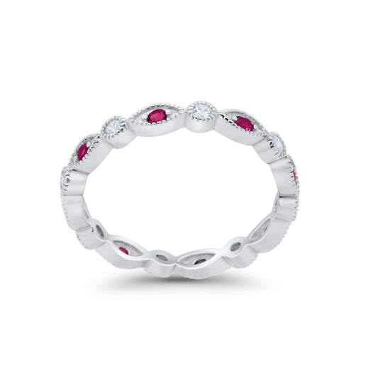 Eternity Stackable Marquise Simulated Ruby CZ Wedding Ring