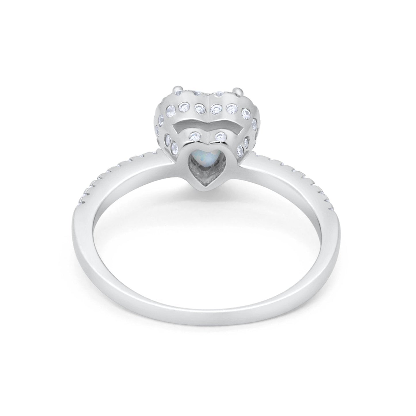 Halo Art Deco Heart Promise Ring Lab Created White Opal