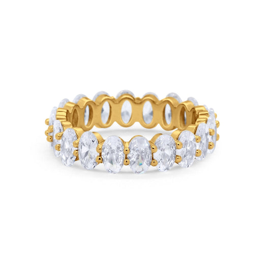 Full Eternity Ring Oval Yellow Tone, Simulated CZ