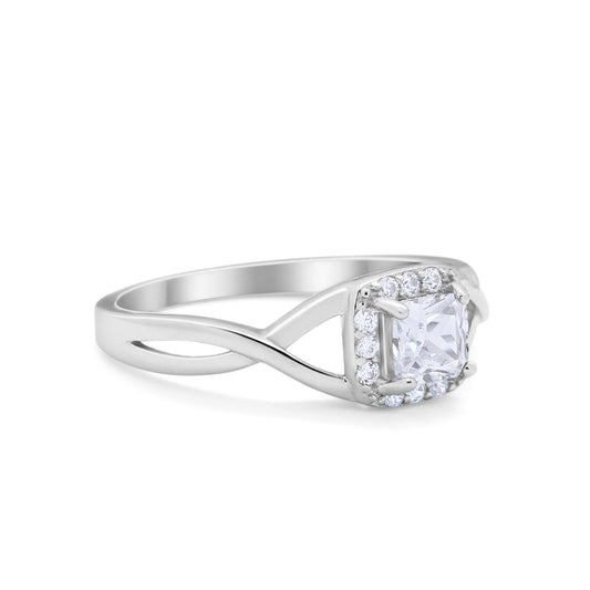 Solitaire Infinity Shank Ring Princess Cut Simulated Cubic Zirconia