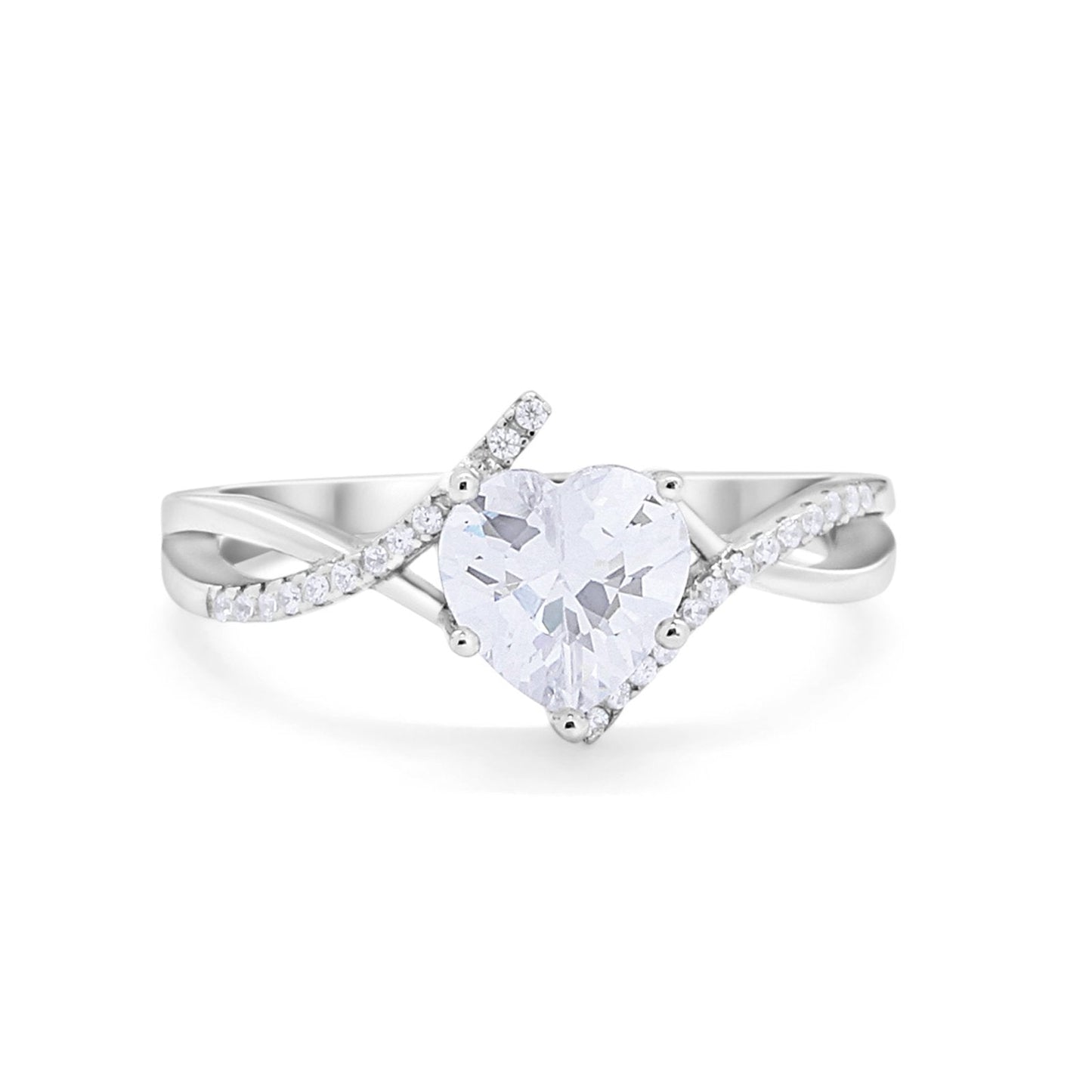 Twisted Heart Shank Promise Ring Simulated Cubic Zirconia