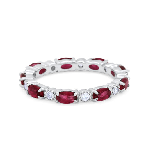 Full Eternity Band Oval Round Simulated Ruby CZ