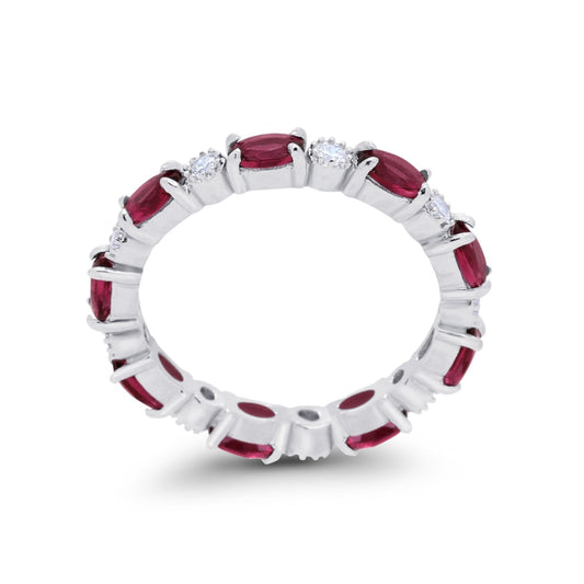 Full Eternity Band Oval Round Simulated Ruby CZ