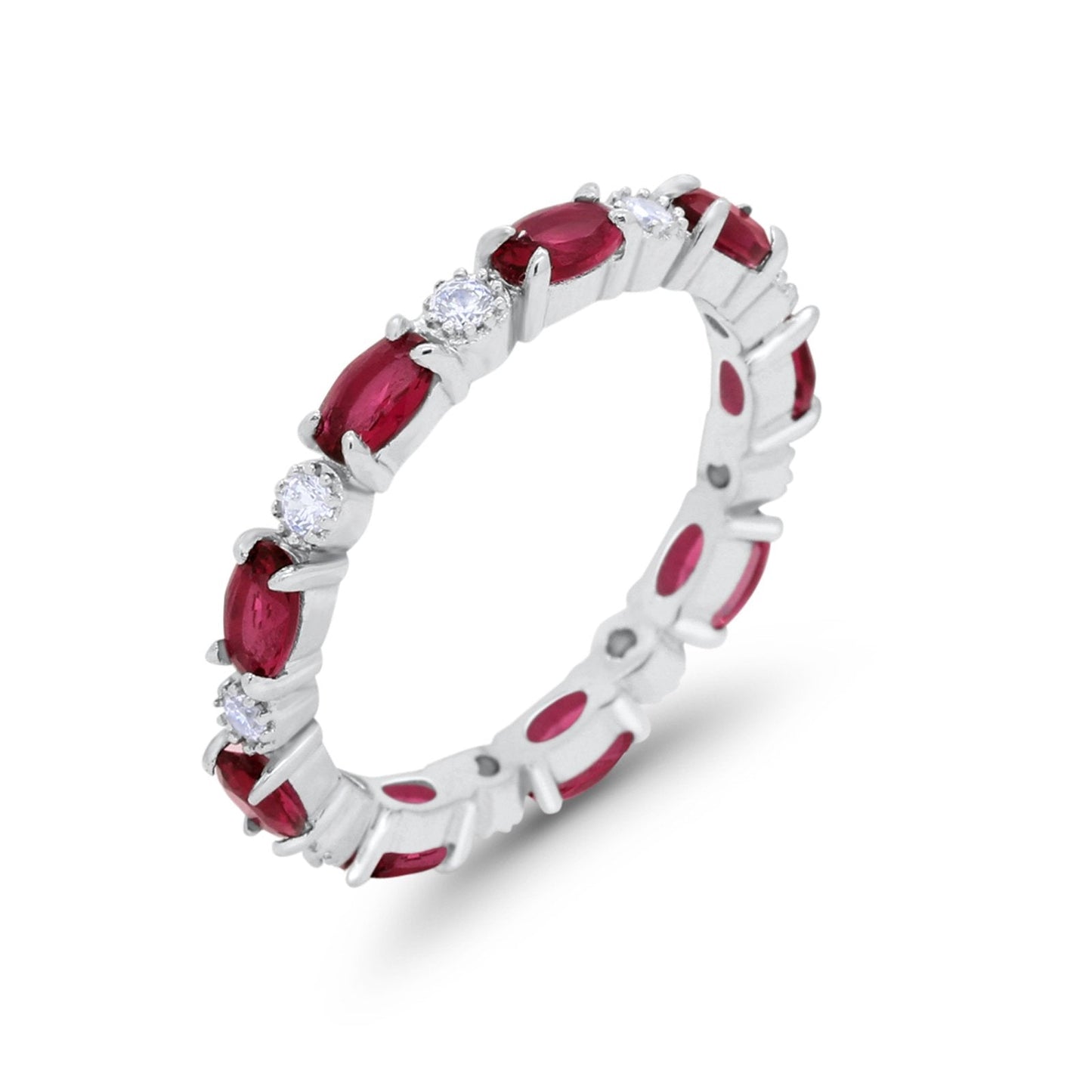 Full Eternity Band Oval Round Simulated Ruby CZ