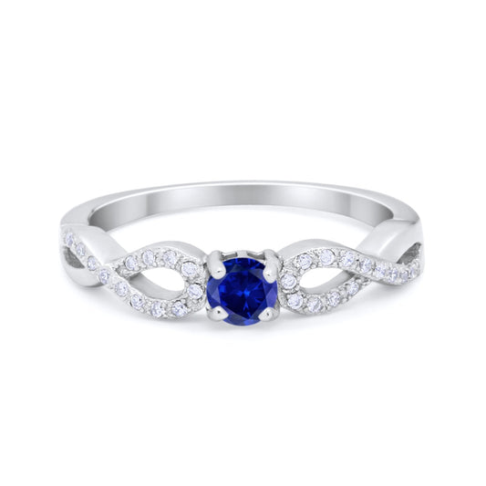 Petite Dainty Infinity Shank Blue Sapphire CZ Ring