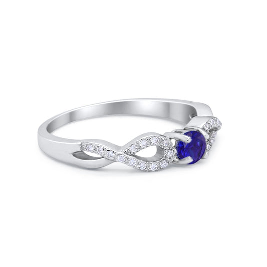 Petite Dainty Infinity Shank Blue Sapphire CZ Ring