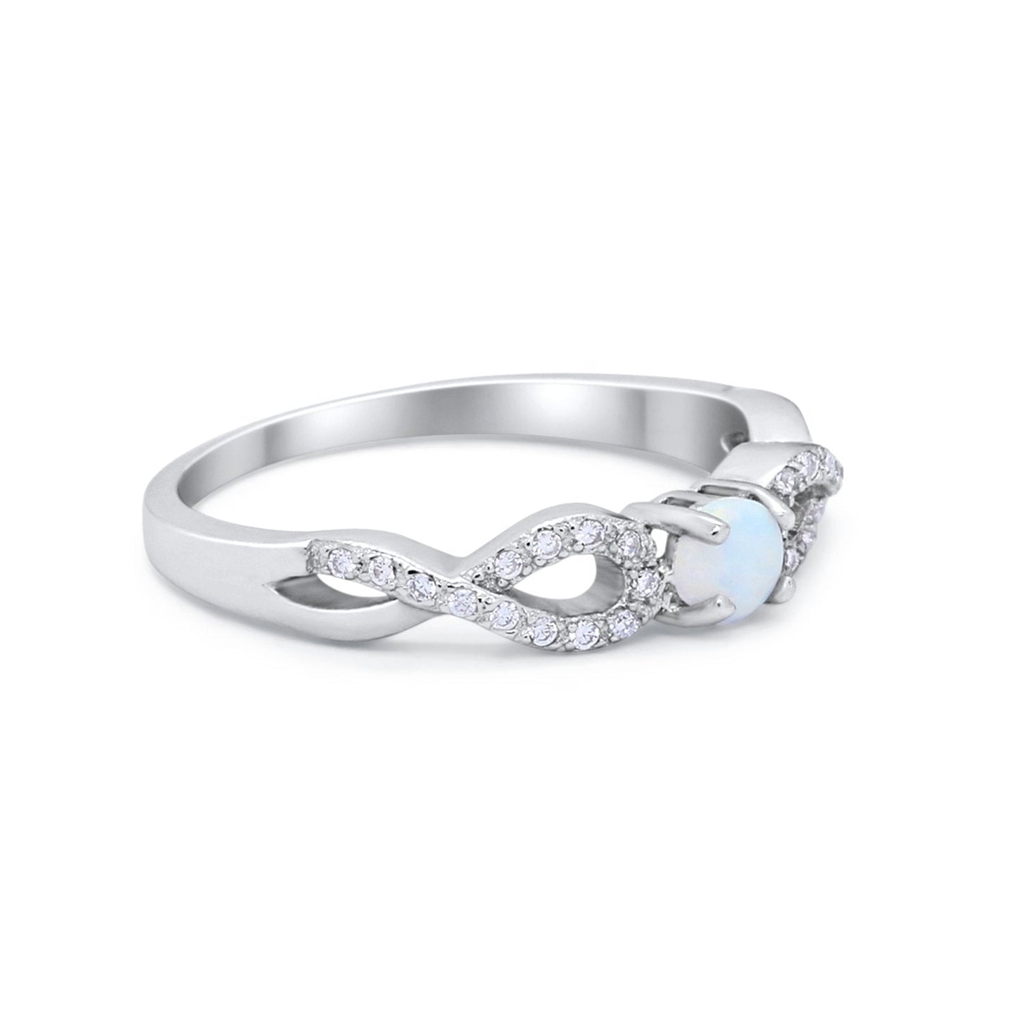 Petite Dainty Infinity Shank Lab Created White Opal Ring