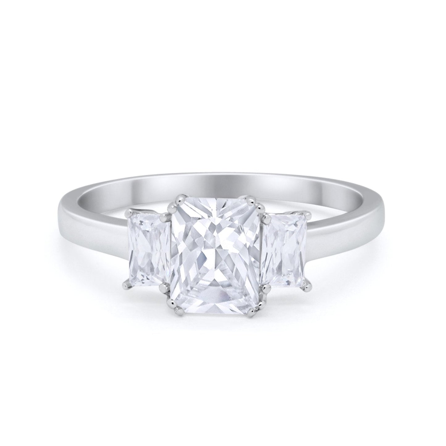 Three Stone Engagement Ring Simulated CZ