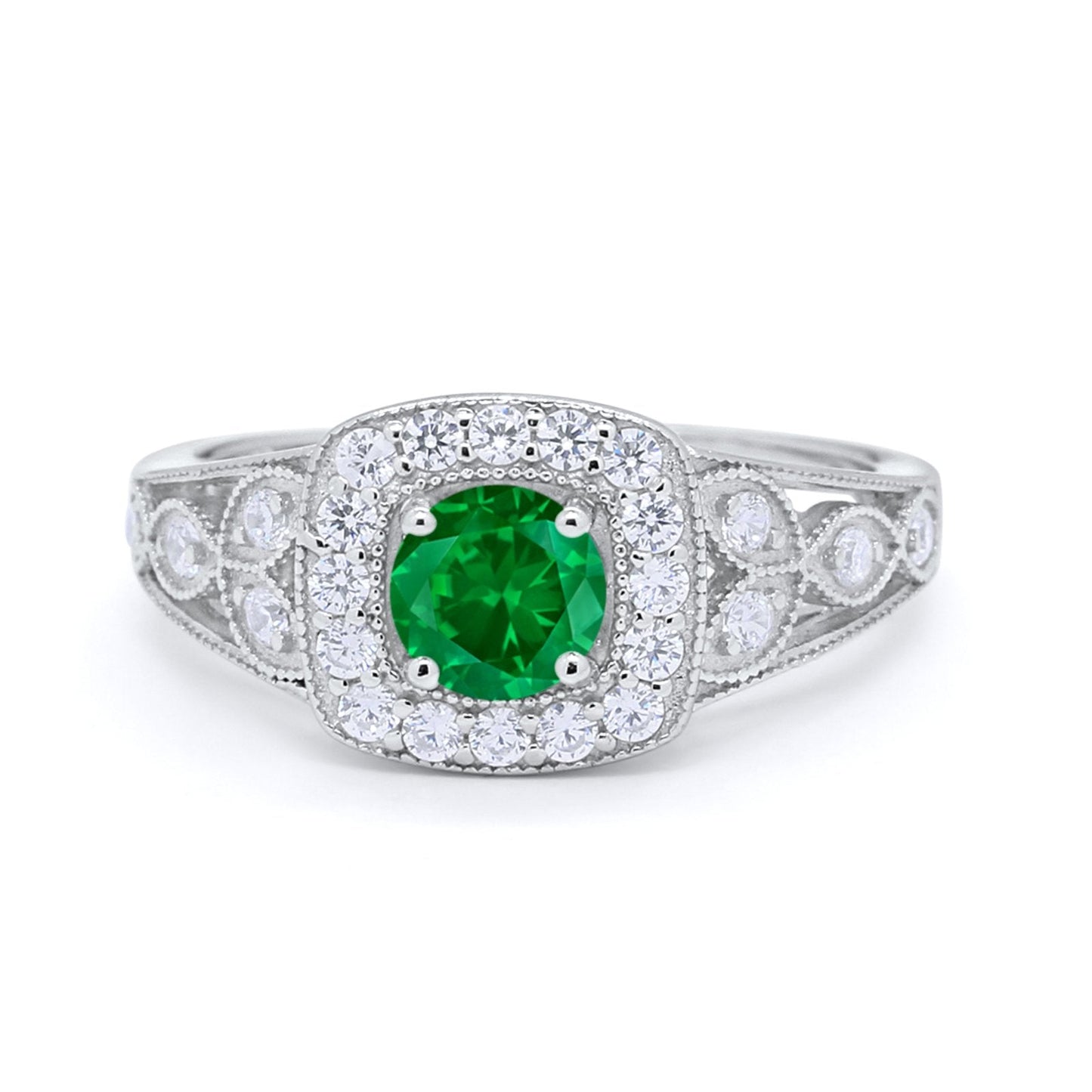 Bezel Solitaire Fashion Ring Simulated Green Emerald CZ