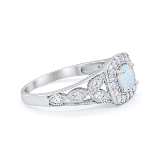 Bezel Solitaire Fashion Ring Lab Created White Opal