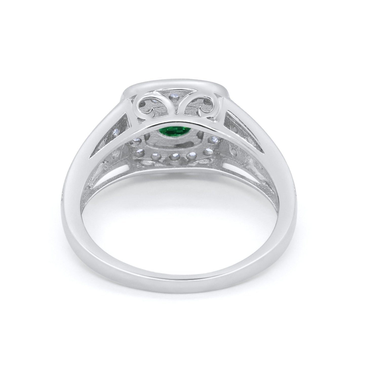 Bezel Solitaire Fashion Ring Simulated Green Emerald CZ