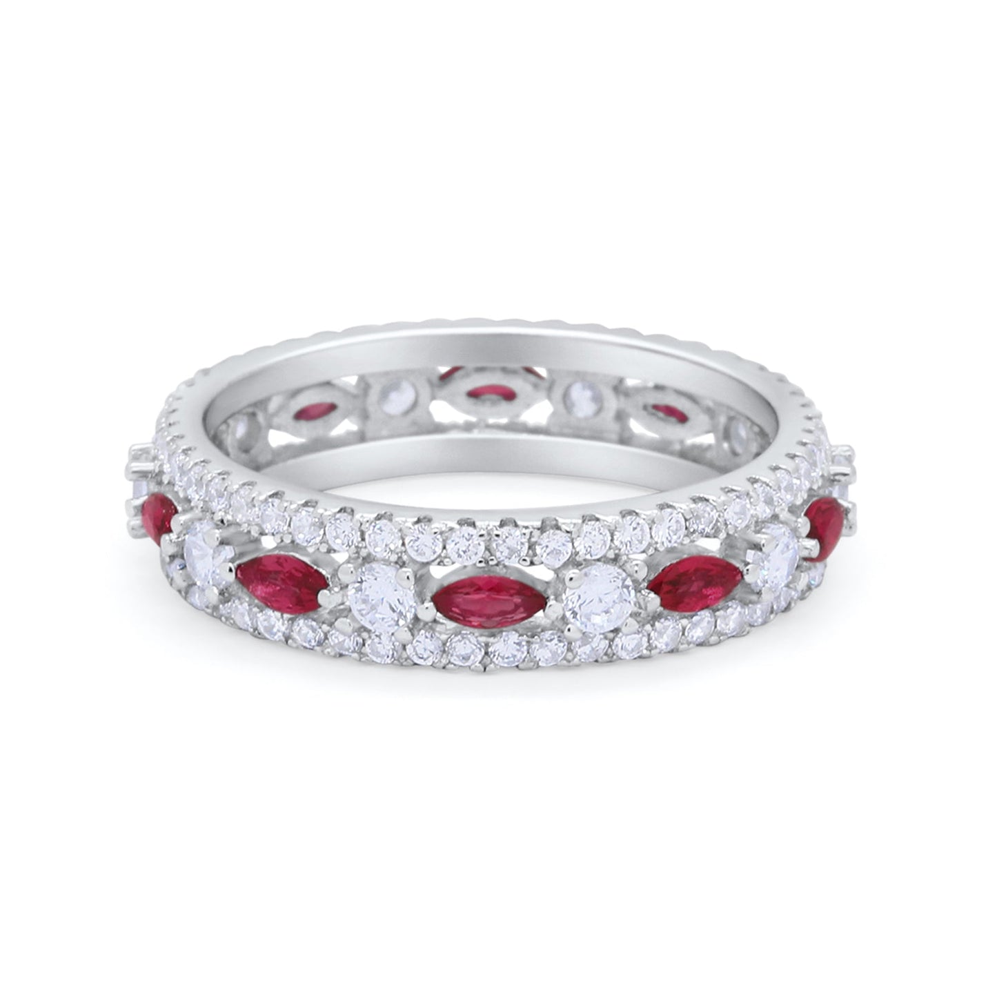 Full Eternity Rings Marquise Simulated Ruby CZ Ring