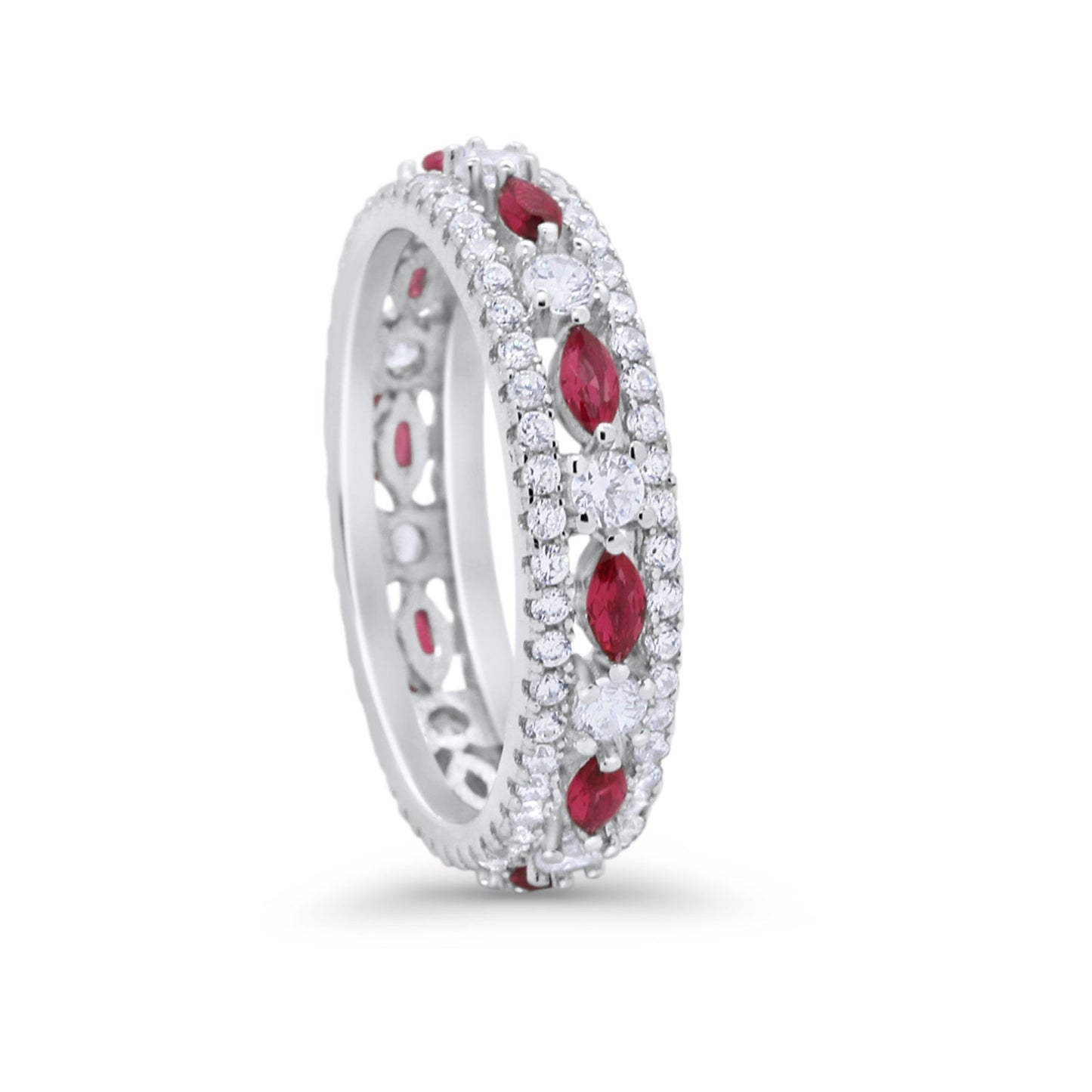 Full Eternity Rings Marquise Simulated Ruby CZ Ring