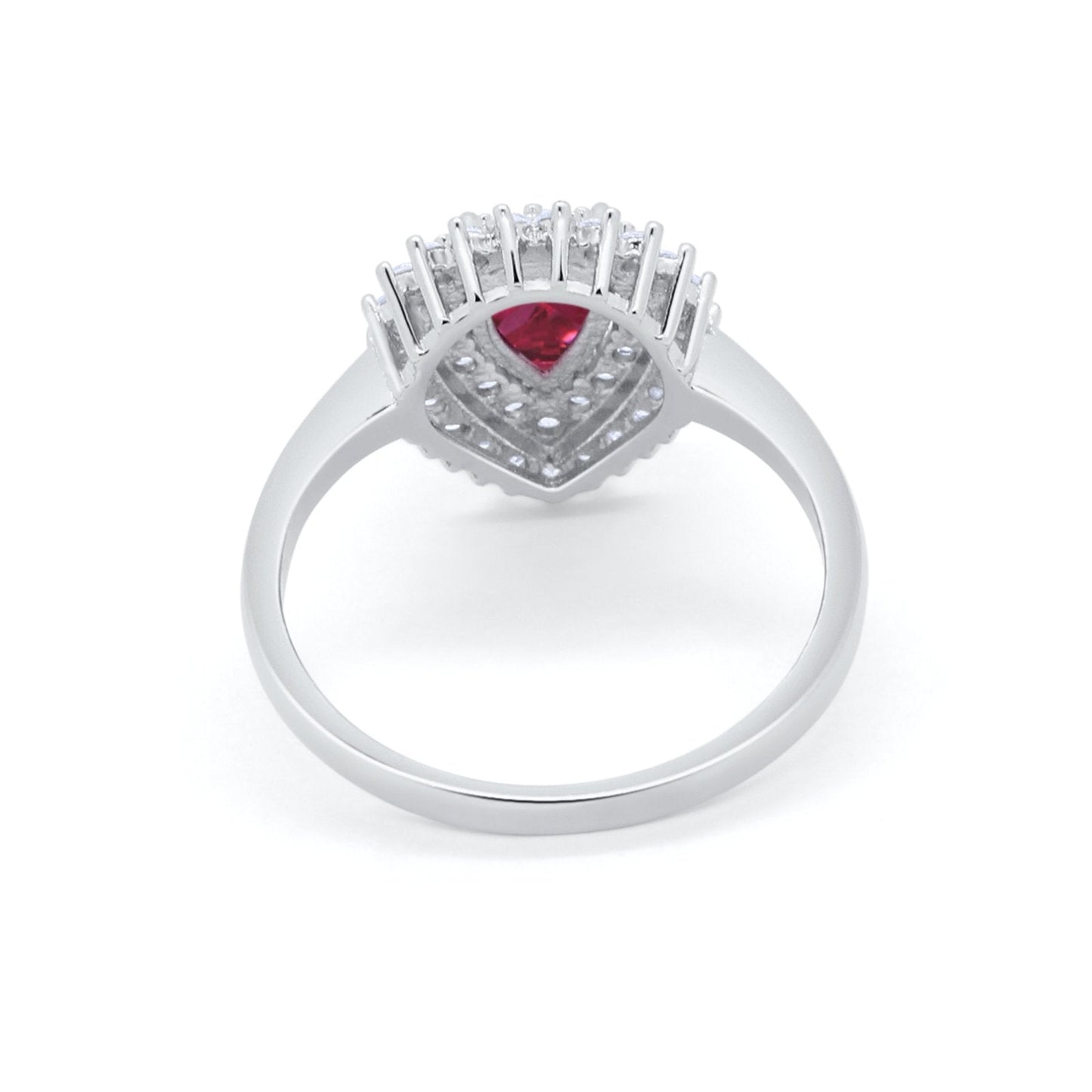 Teardrop Wedding Ring Simulated Ruby CZ