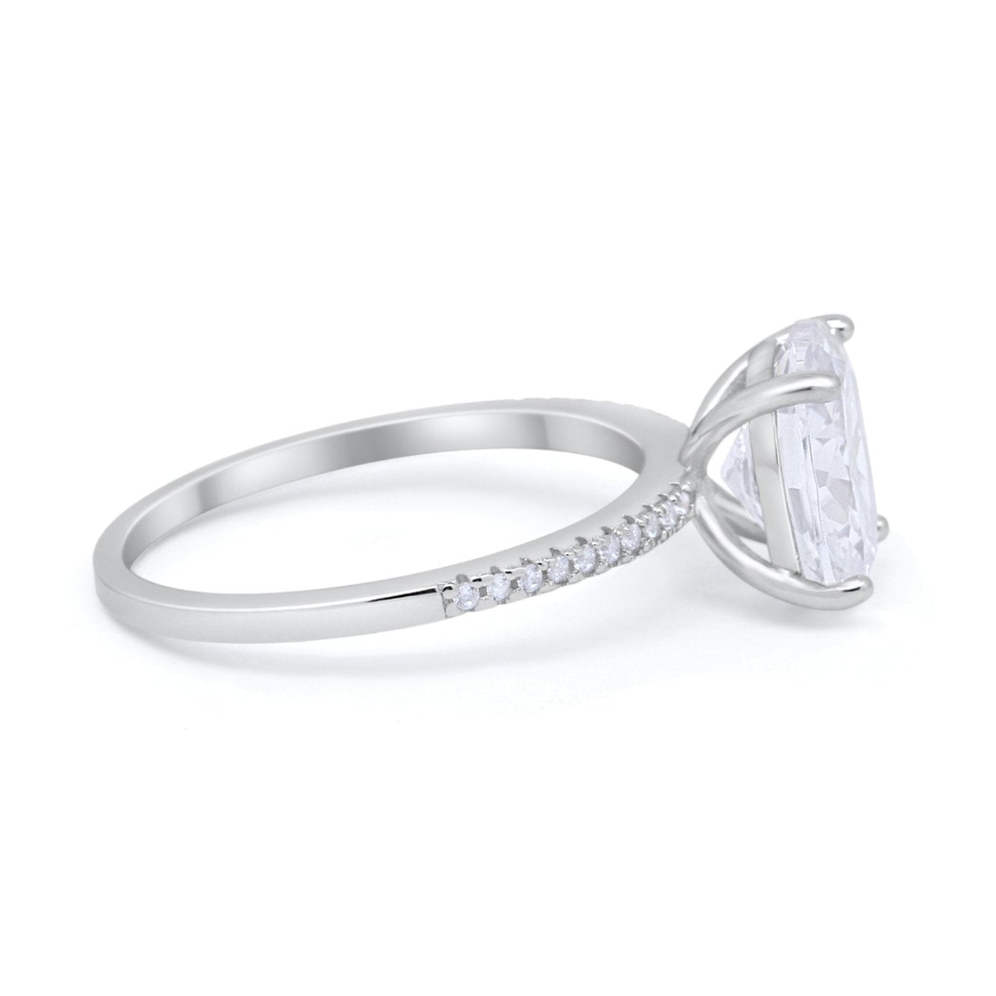 Oval Art Deco Round Simulated CZ Wedding Engagement Bridal Ring