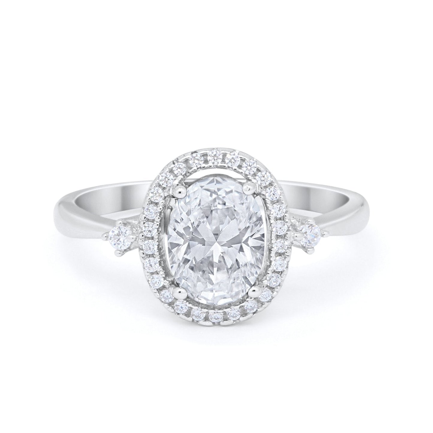 Art Deco Engagement Ring Halo Round Simulated Cubic Zirconia