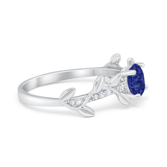 Floral Wedding Bridal Ring Simulated Blue Sapphire CZ