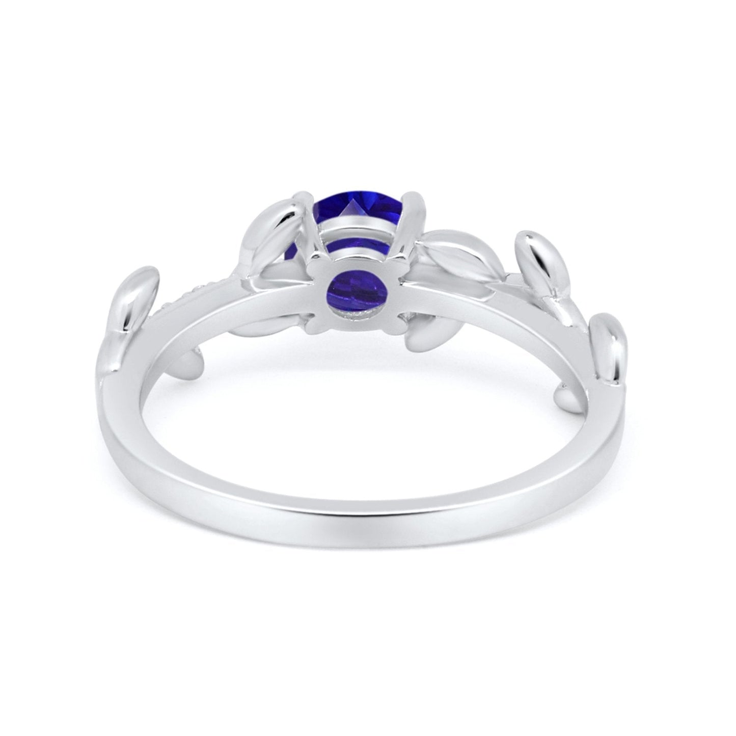 Floral Wedding Bridal Ring Simulated Blue Sapphire CZ