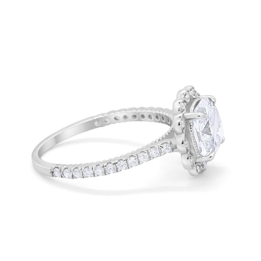 Halo Cushion Engagement Ring Simulated Cubic Zirconia