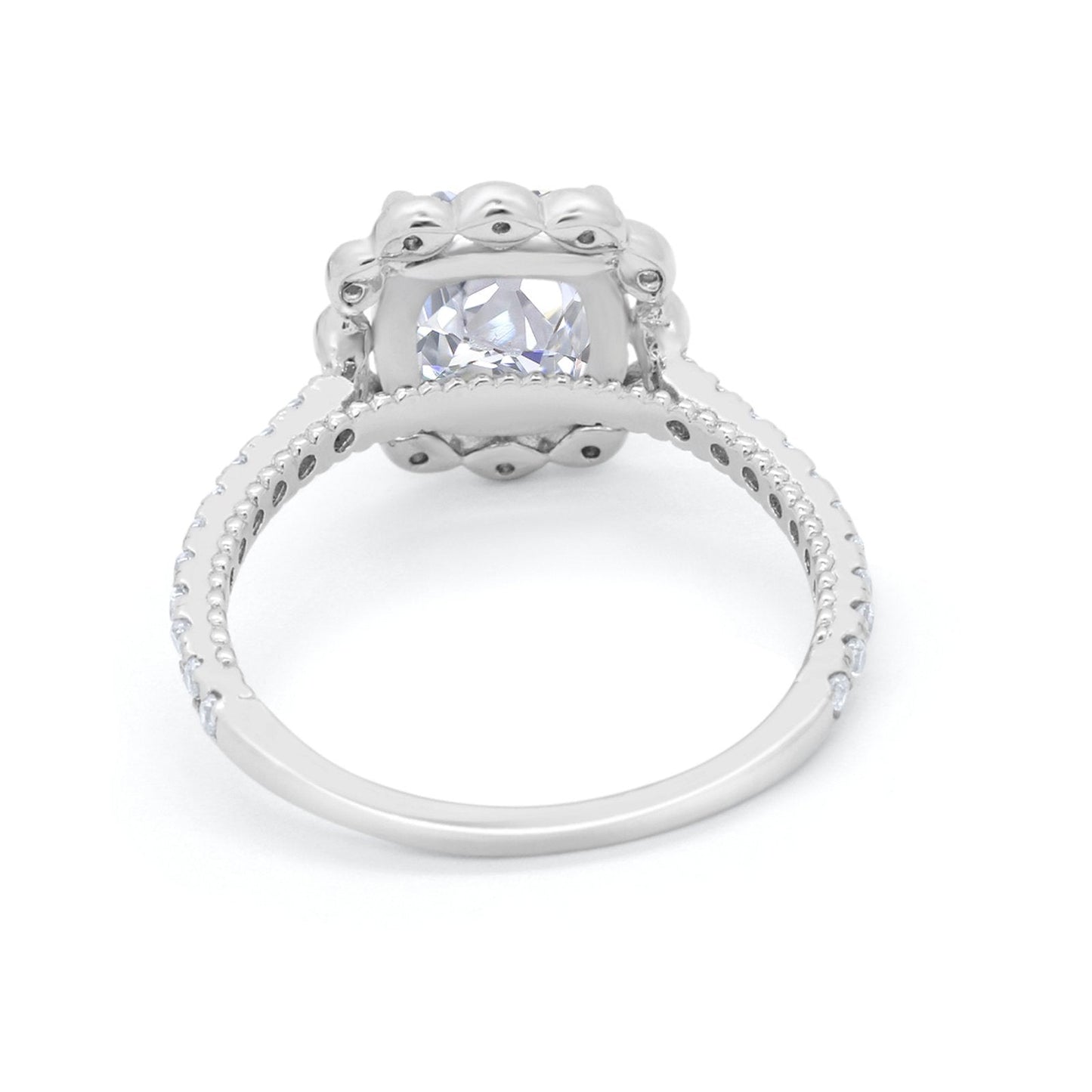 Halo Cushion Engagement Ring Simulated Cubic Zirconia