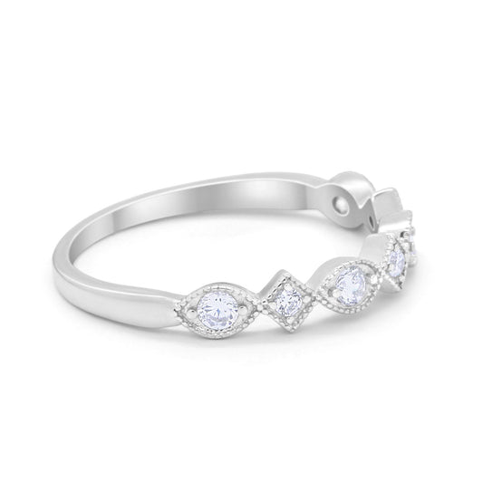 Art Deco Half Eternity Simulated CZ Wedding Ring