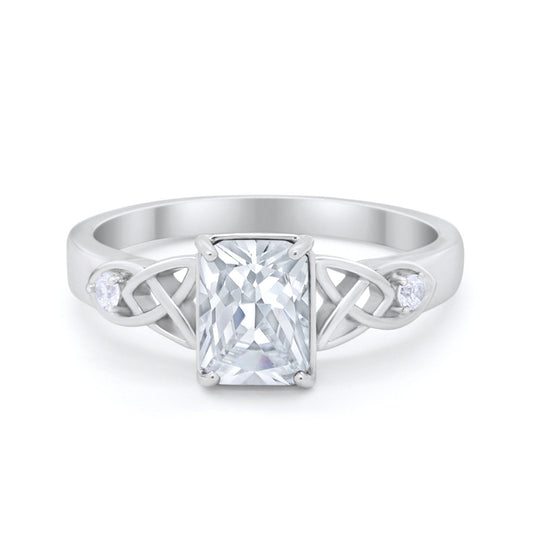 Wedding Ring Emerald Cut Round Simulated Cubic Zirconia