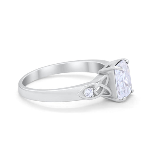 Wedding Ring Emerald Cut Round Simulated Cubic Zirconia