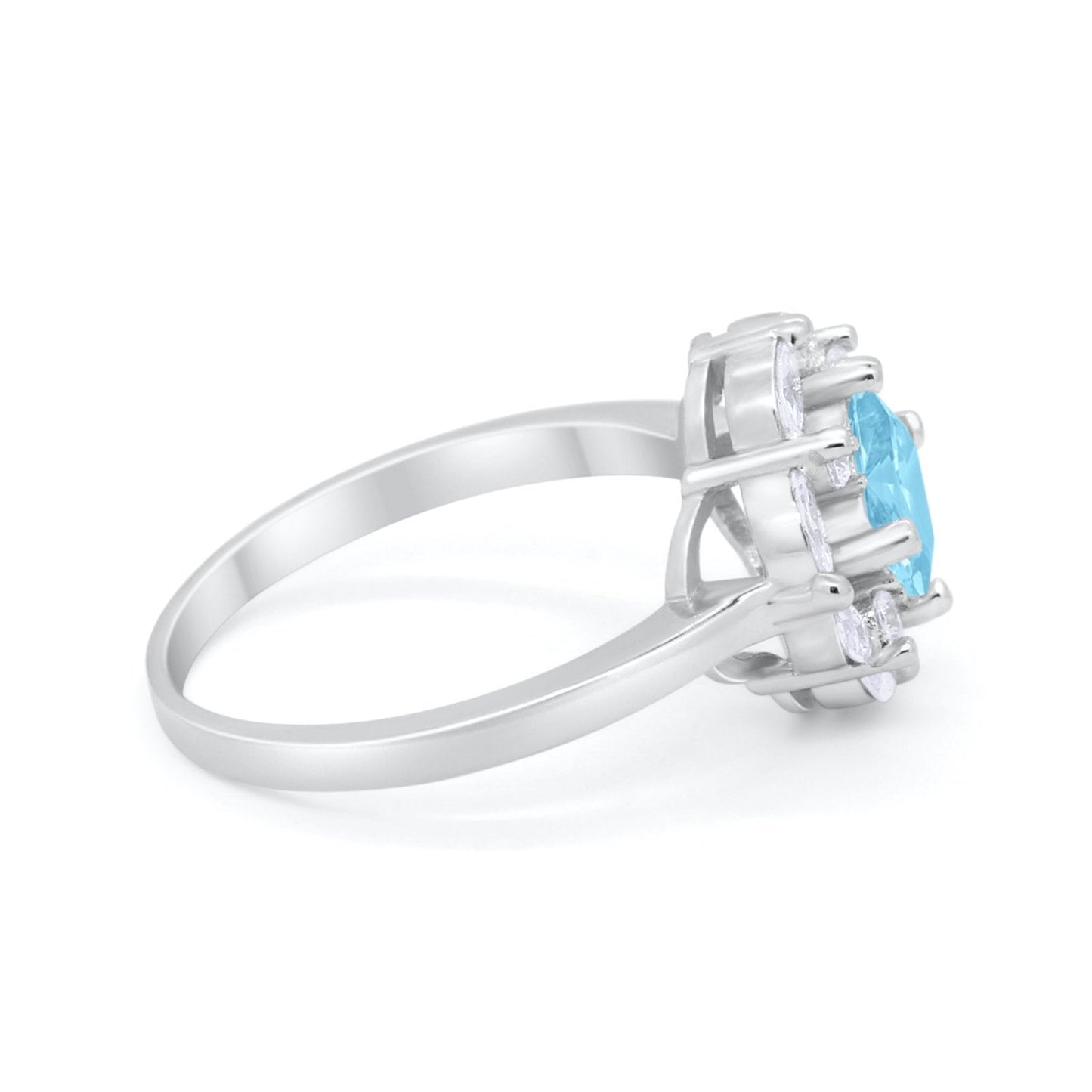 Art Deco Princess Cut Simulated Aquamarine CZ Engagement Ring