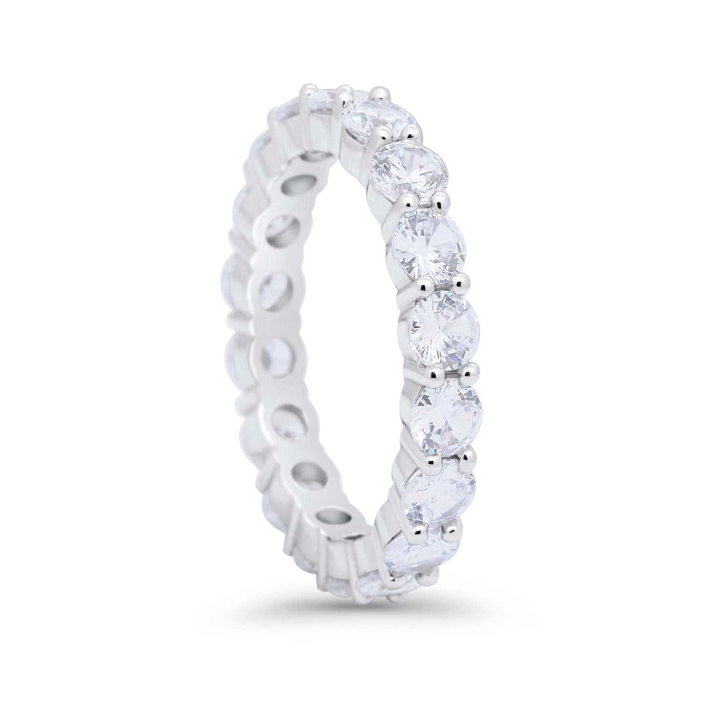 Alternating Wedding Band Ring Round Eternity Simulated Cubic Zirconia