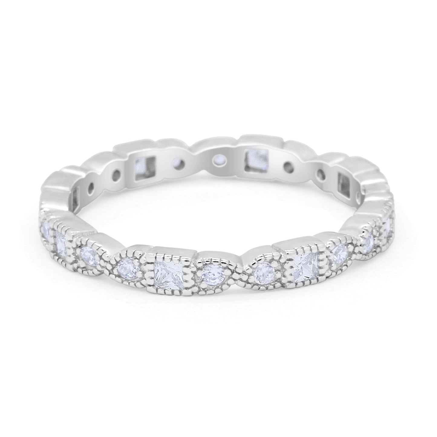 Eternity Bands Art Deco Wedding Ring Simulated CZ