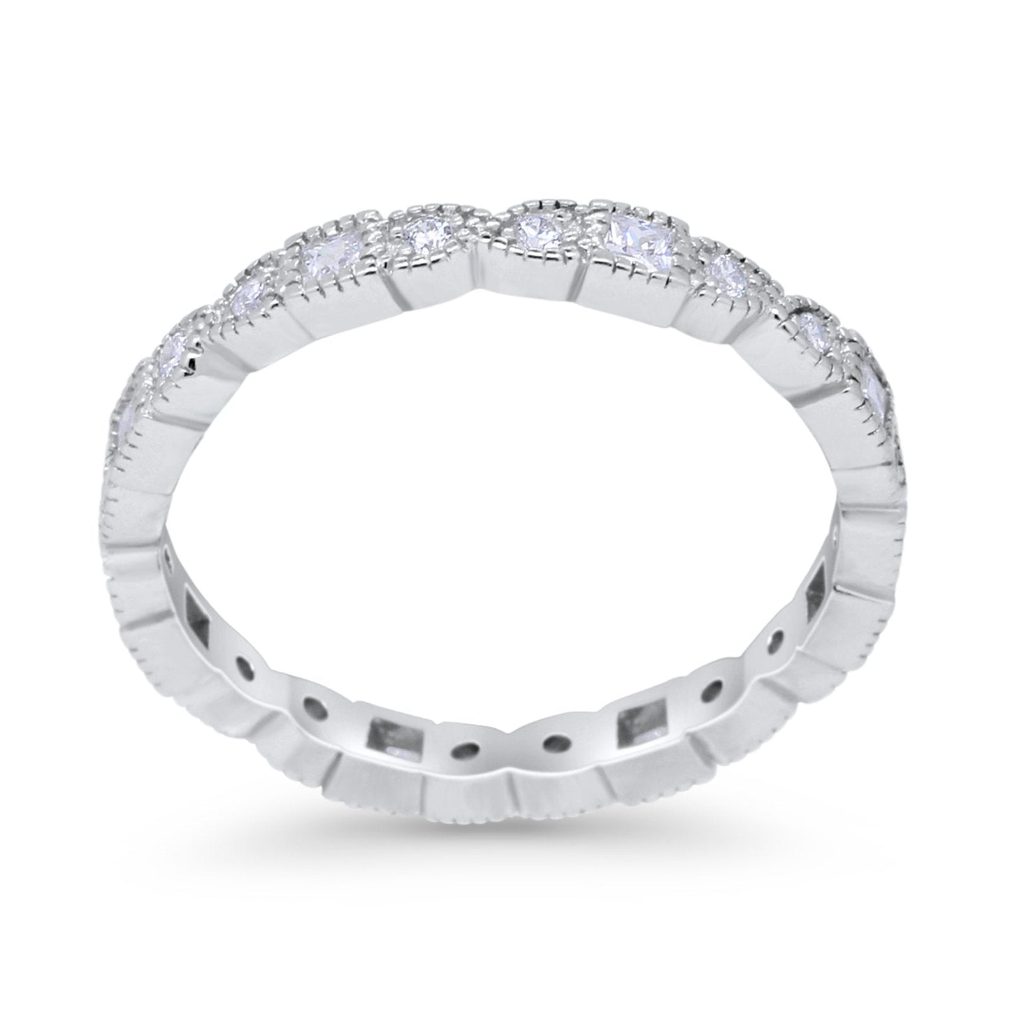 Eternity Bands Art Deco Wedding Ring Simulated CZ