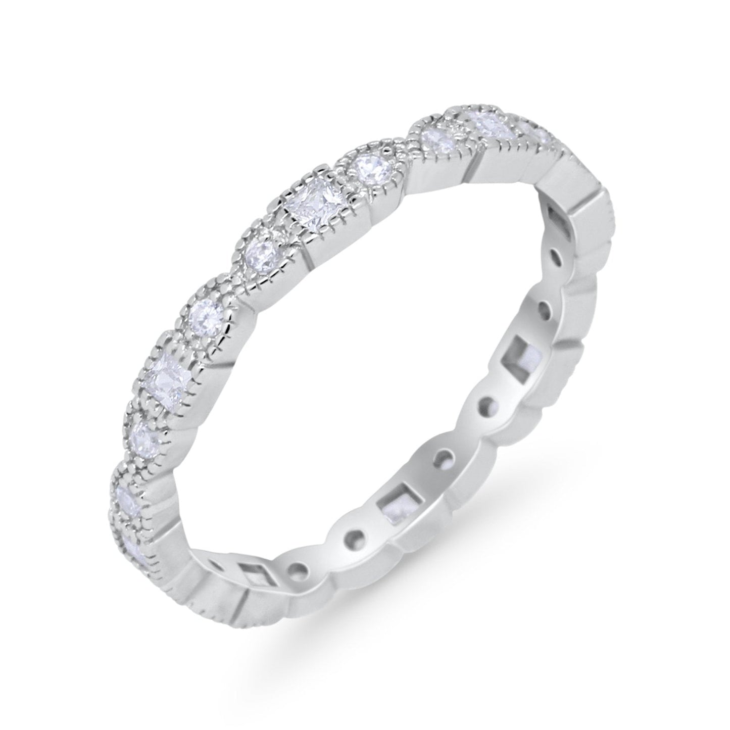 Eternity Bands Art Deco Wedding Ring Simulated CZ