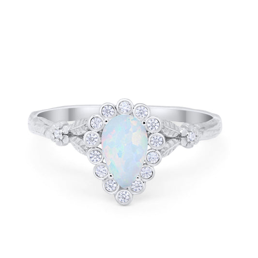 Teardrop Art Deco Pear Lab Created White Opal Engagement Ring