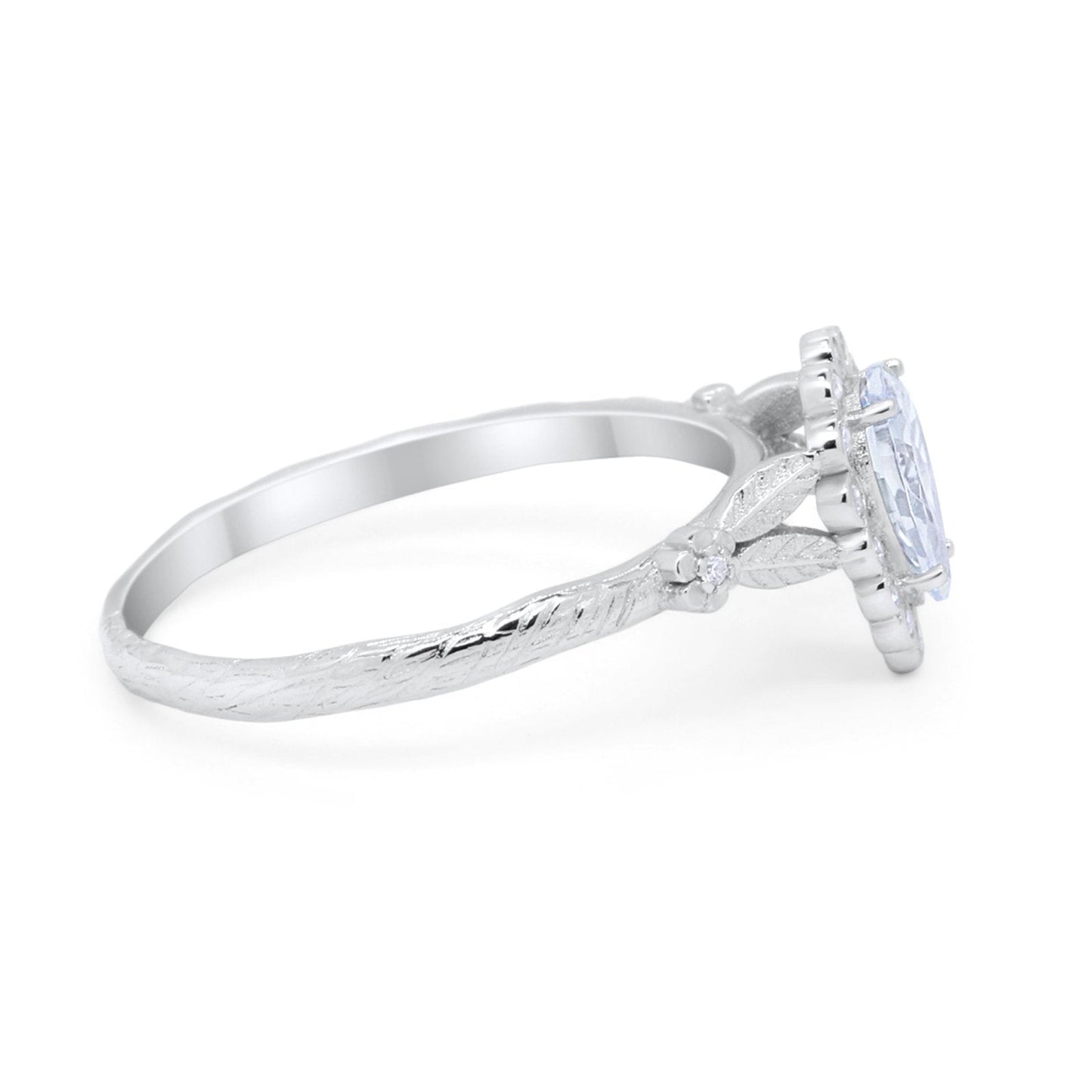 Teardrop Bridal Round Simulated Cubic Zirconia Engagement Ring