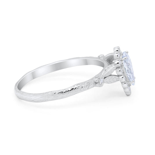 Teardrop Bridal Round Simulated Cubic Zirconia Engagement Ring