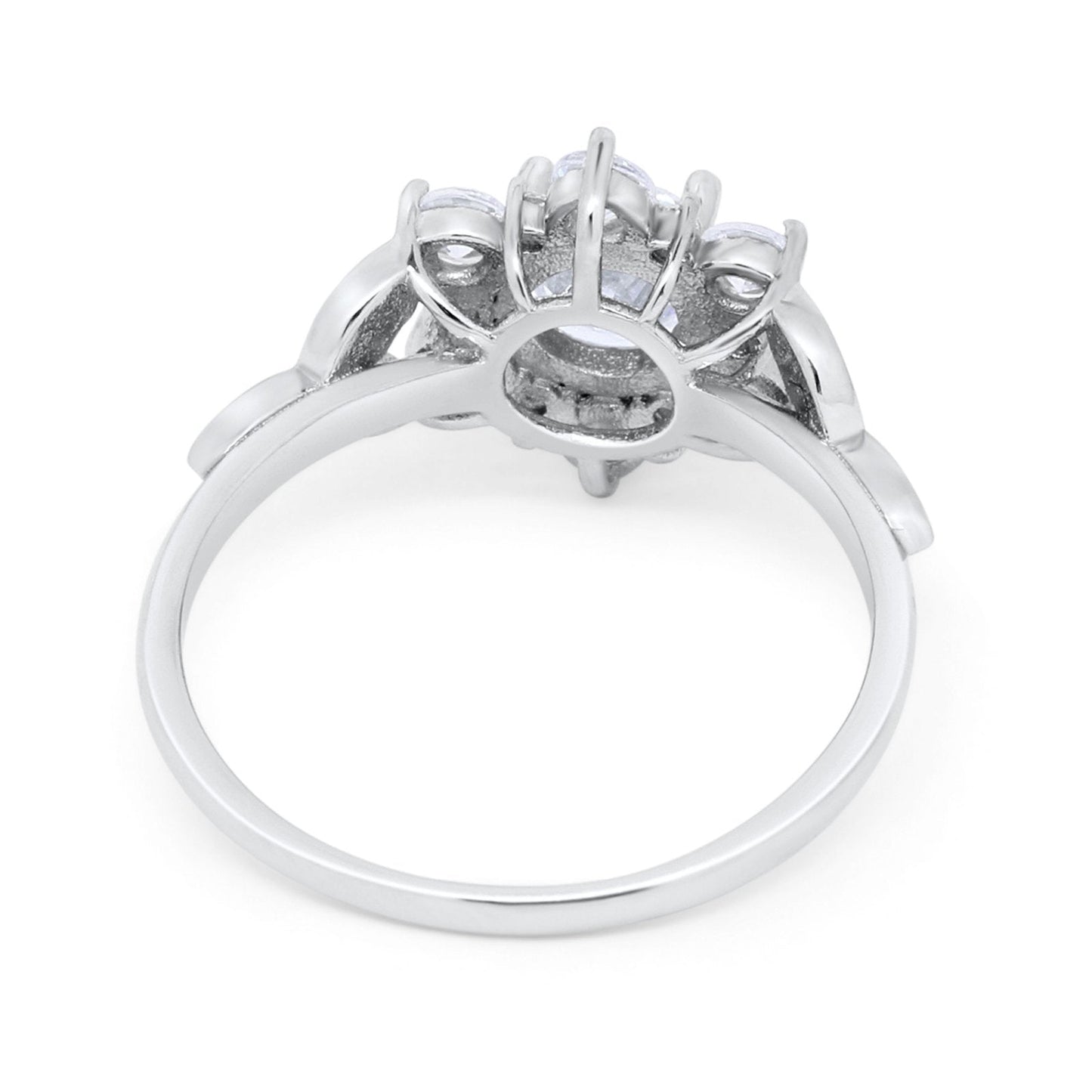 Floral Wedding Cluster Ring Simulated Cubic Zirconia