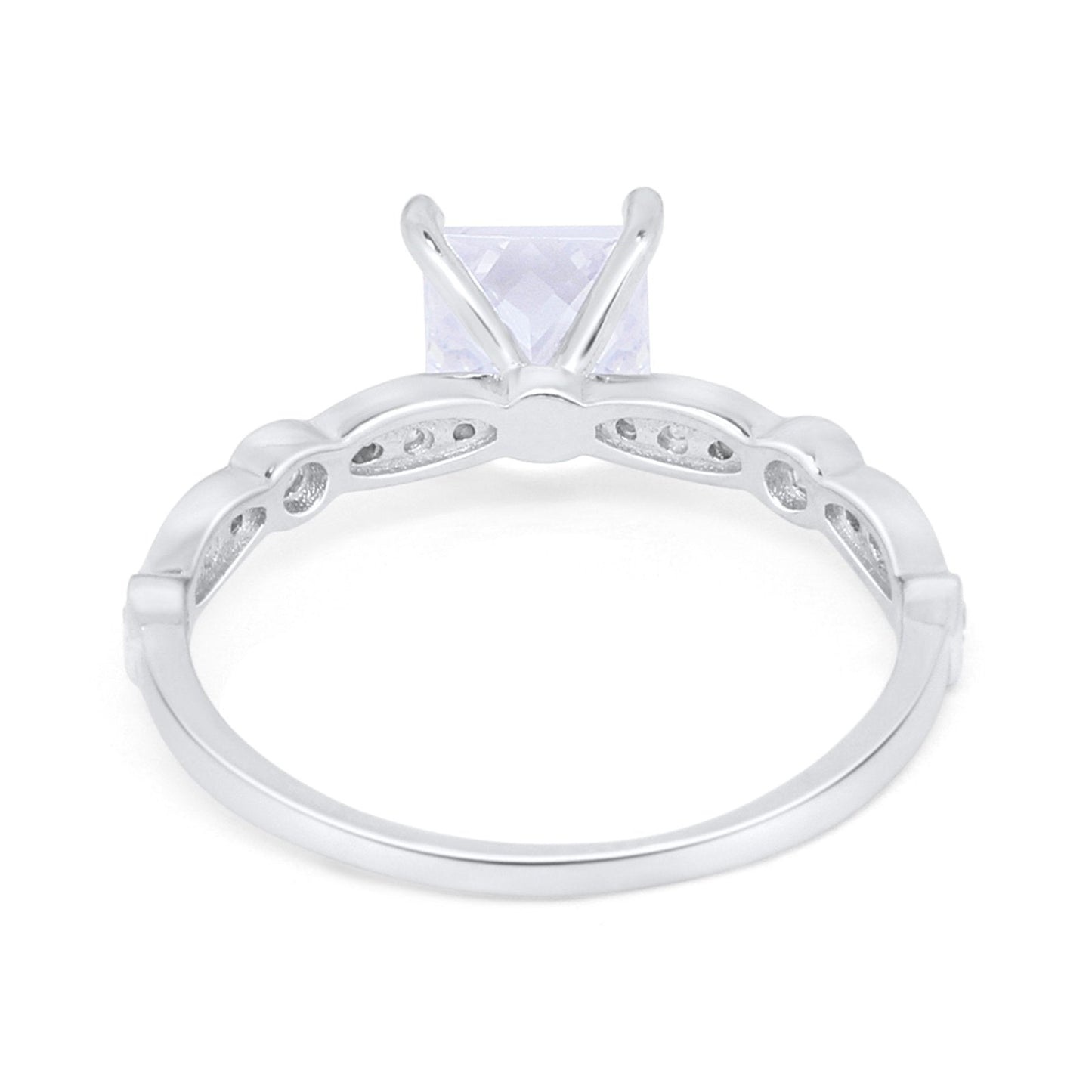 Art Deco Princess Cut Round Simulated CZ Engagement Ring