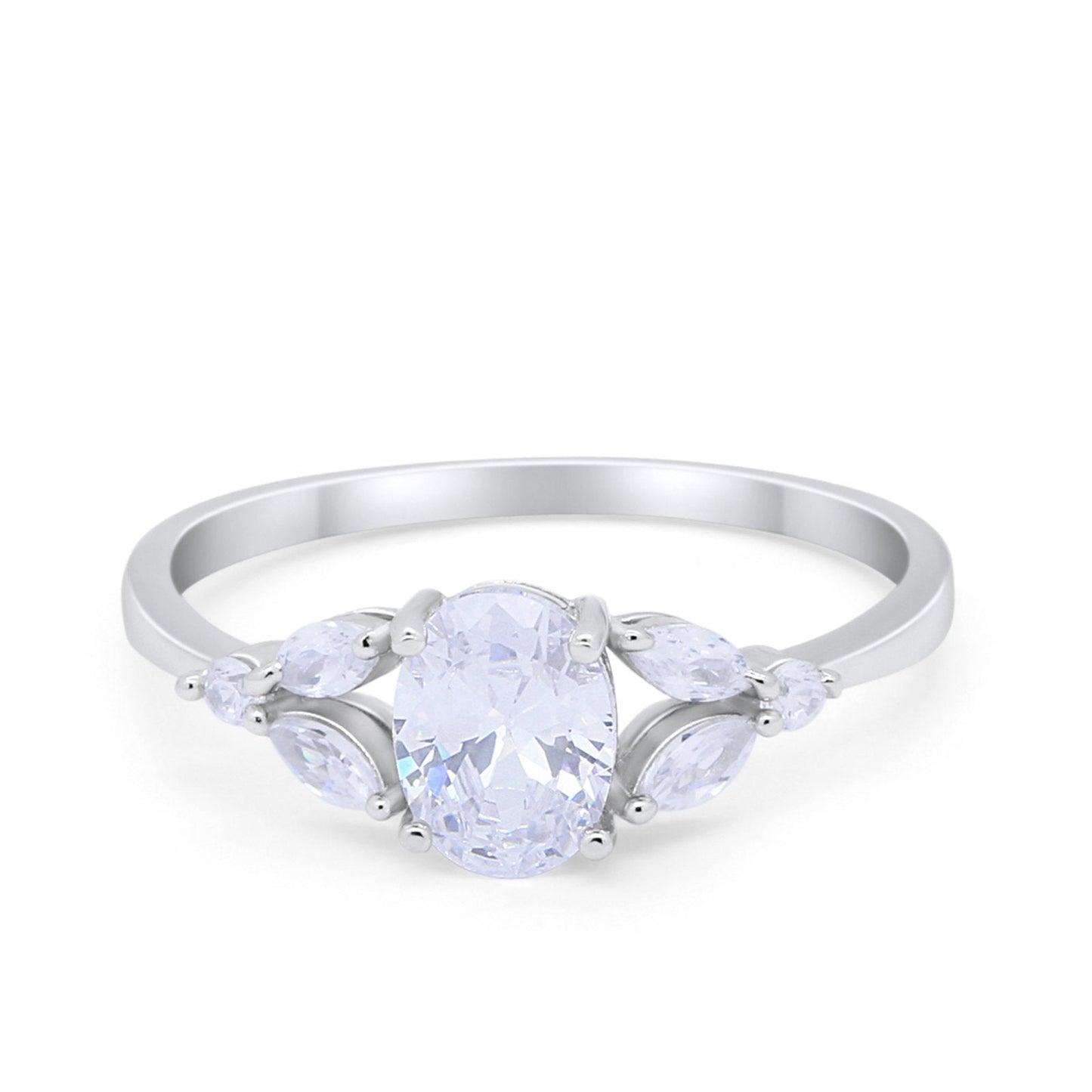 Oval Art Deco Engagement Ring Marquise Simulated CZ