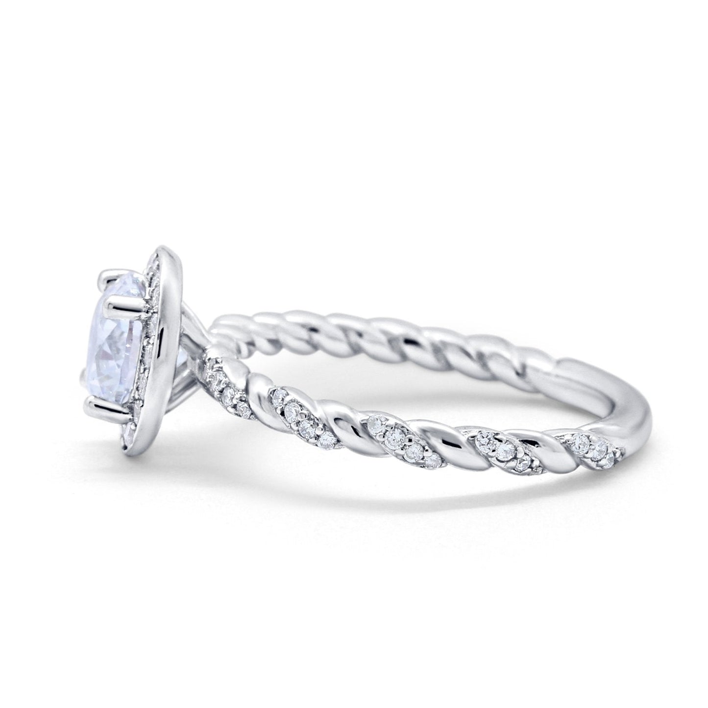 Halo Twisted Wedding Ring Simulated Cubic Zircnoia