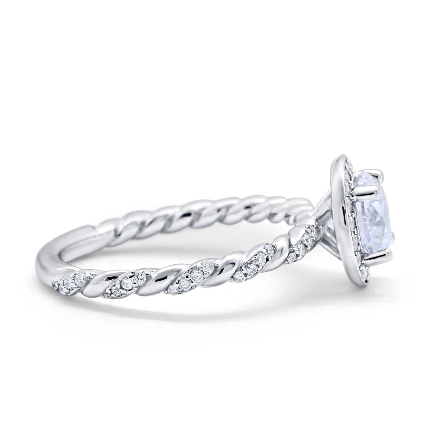 Halo Twisted Wedding Ring Simulated Cubic Zircnoia