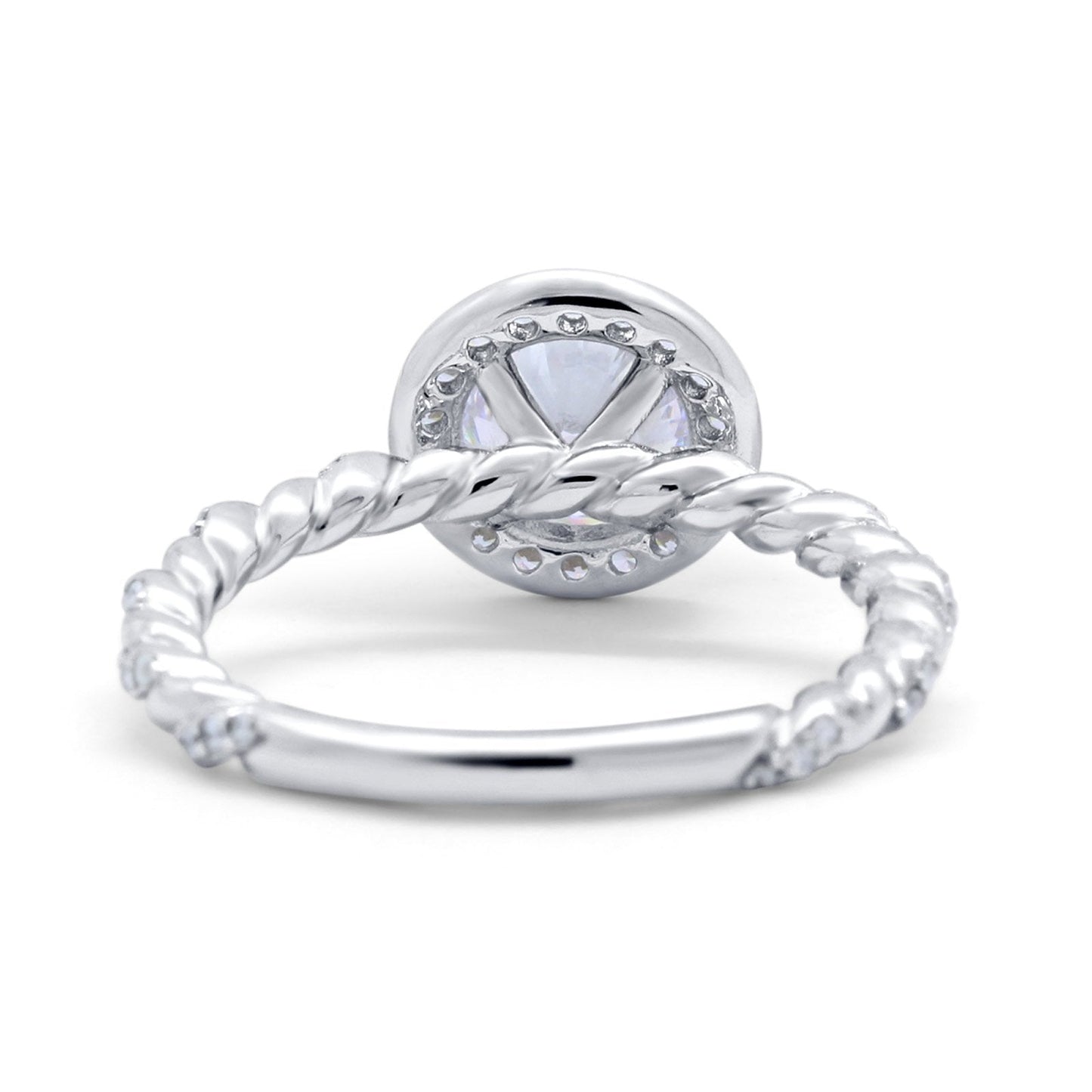 Halo Twisted Wedding Ring Simulated Cubic Zircnoia