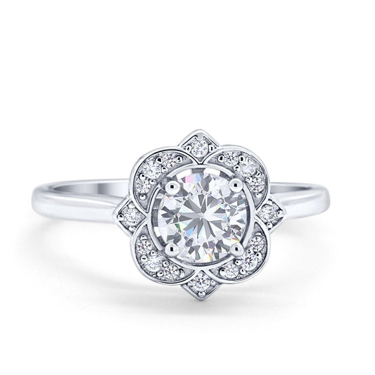 Floral Vintage Style Wedding Ring Simulated Cubic Zirconia