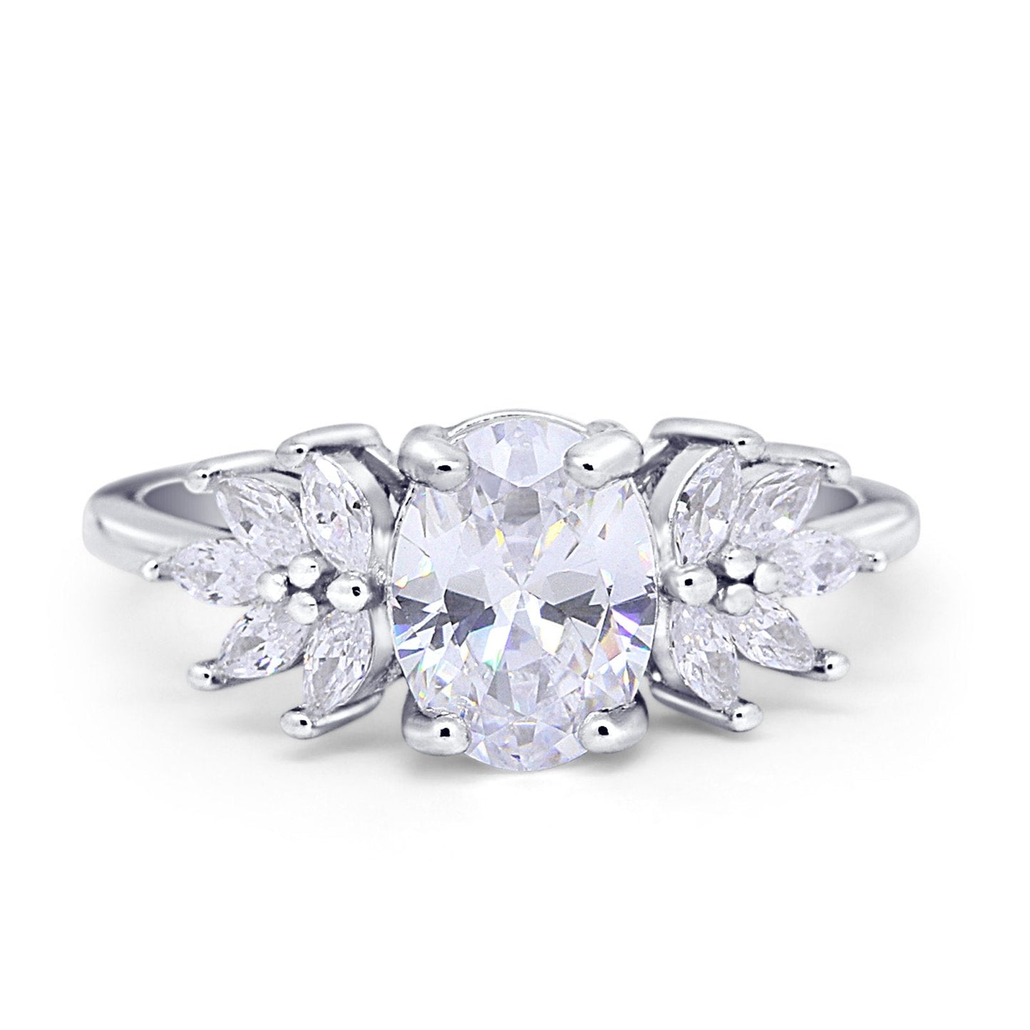 Art Deco Oval Simulated Cubic Zirconia Engagement Ring