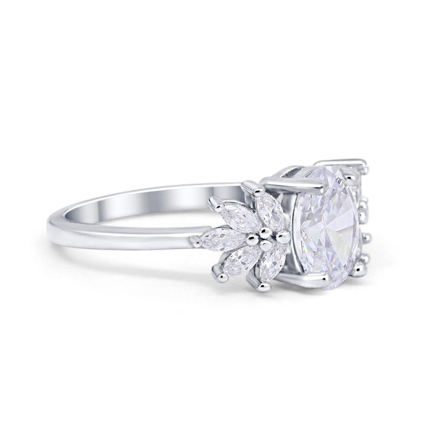 Art Deco Oval Simulated Cubic Zirconia Engagement Ring