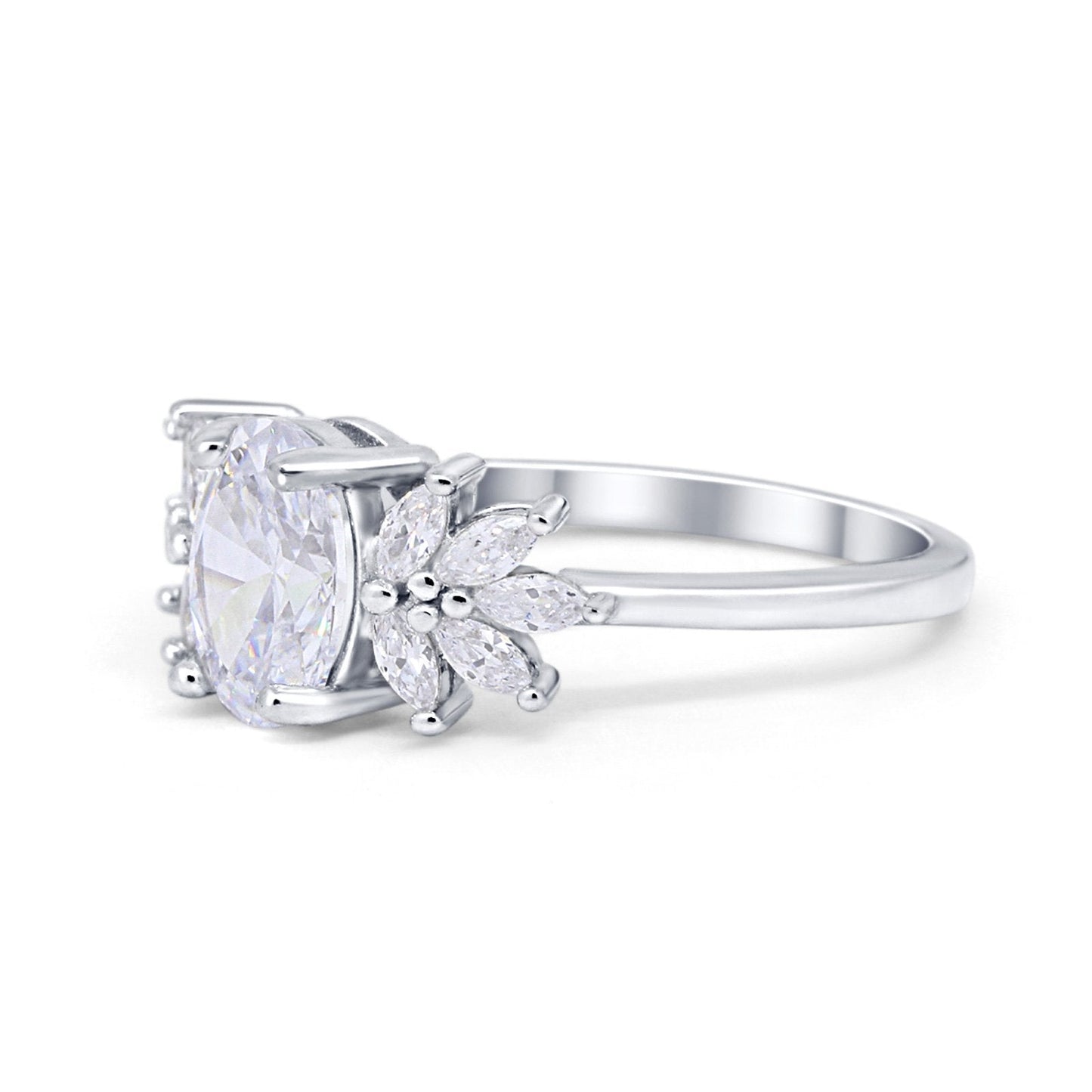 Art Deco Oval Simulated Cubic Zirconia Engagement Ring