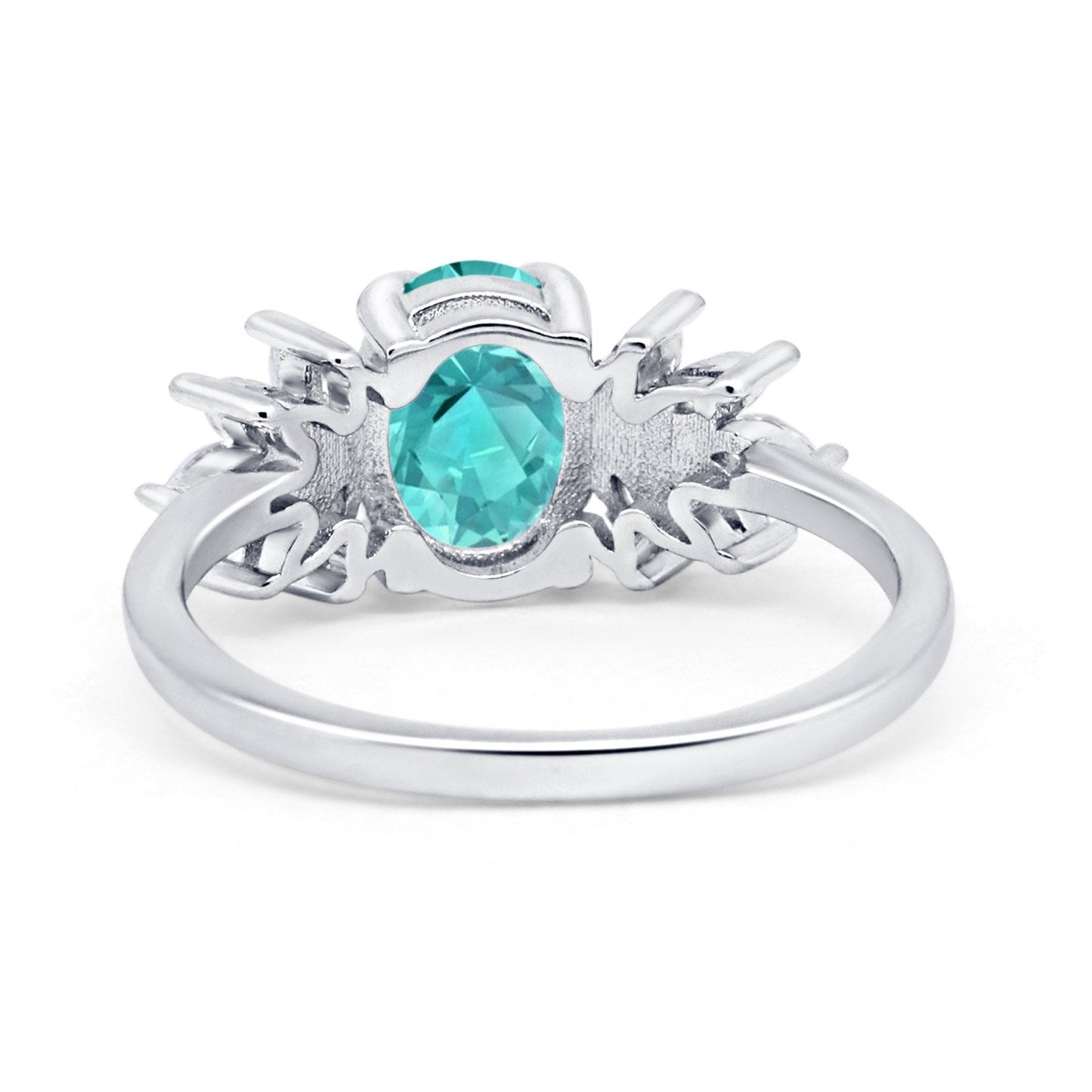 Art Deco Oval Simulated Paraiba Tourmaline CZ Engagement Ring