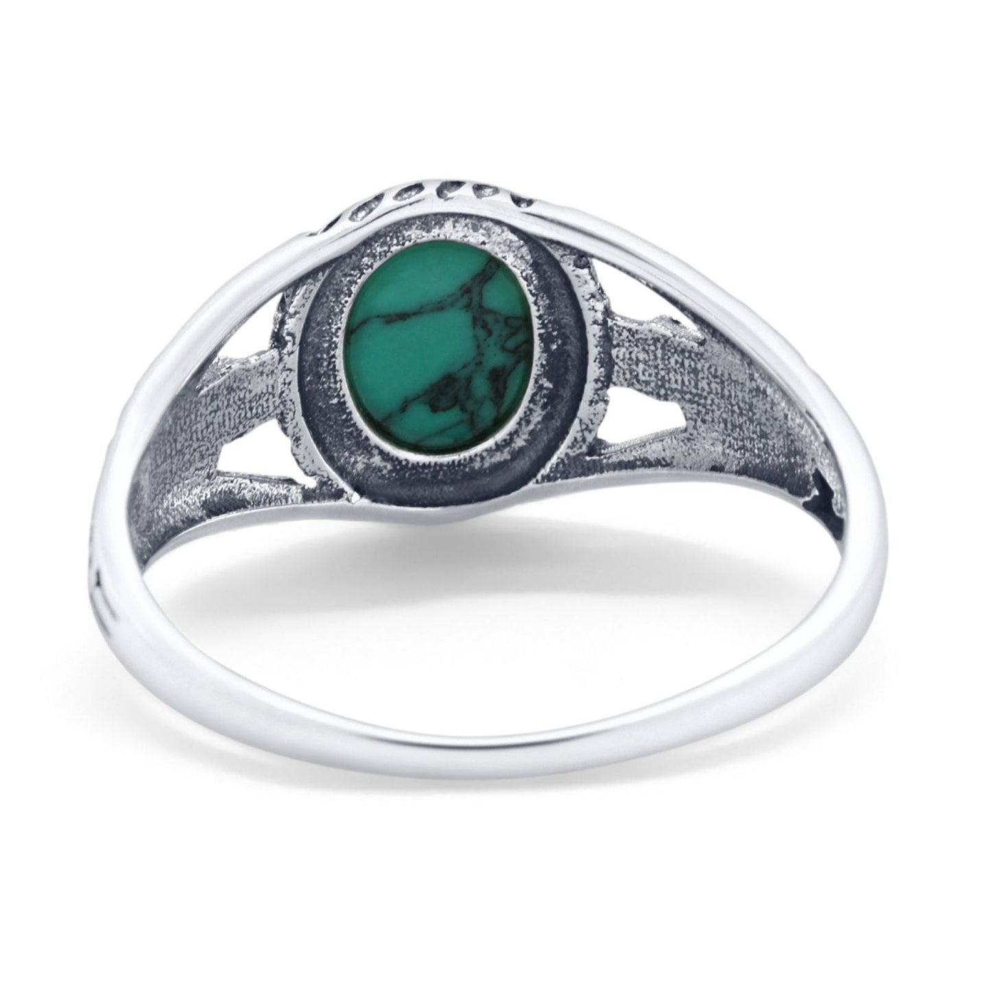 Antique Vintage Oval Simulated Turquoise Ring CZ